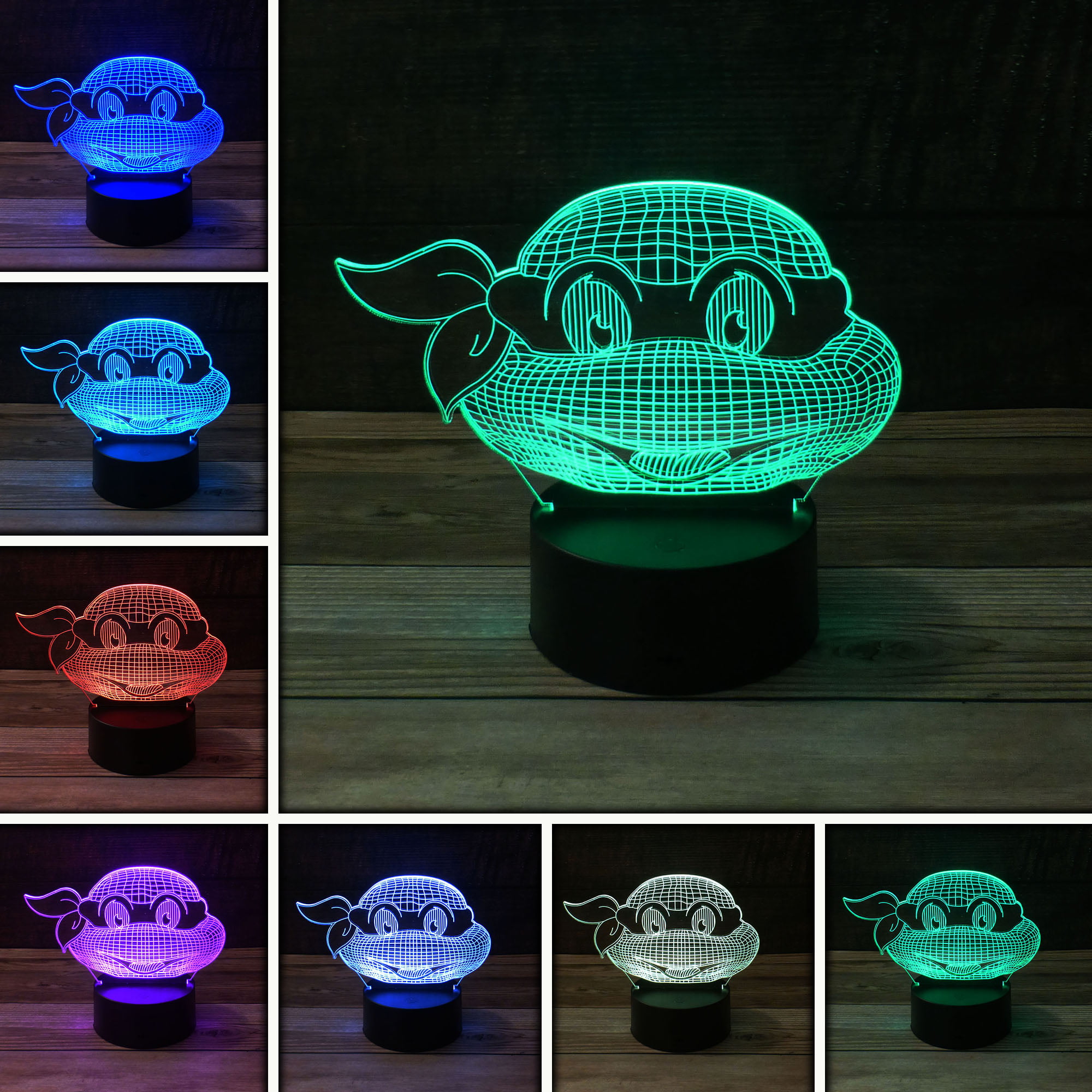 3D Teenage Mutant Ninja Turtles LED Night Light 7 Colorful Touch Table Desk Lamp 