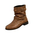 thumbnail image 3 of YOUYEDIAN Boots for Women Versatile Mid Top Loose Fashion Low Heel Comfy Boots Casual Walking Outdoor Non Slip Round Toe Shoes, 3 of 5