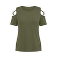 thumbnail image 7 of Kezqiaxn Dressy Tops for Women Summer Strap Off-Shoulder Short Sleeve Crew Neck Loose Shirts Work Business Womens Blouses, 7 of 7