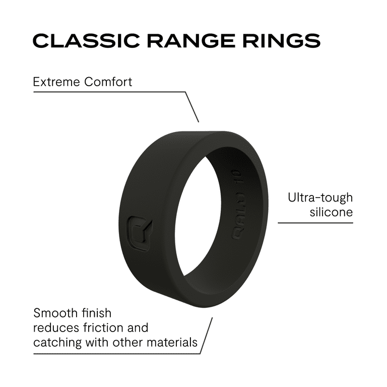 QALO Men's Classic Ultra-Durable Silicone Ring, Black, Size QALO Men's Classic Ultra-Durable Silicone Ring, Black, Size