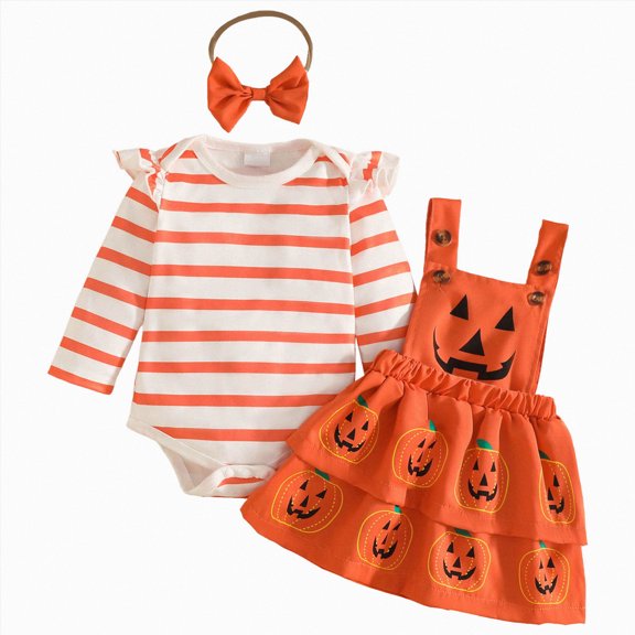 Kakishop Baby Girl Clothing for Fall and Winter Suit for 0 3 6 9 12 18 Months Baby Girl Embroidered Long Sleeve Top Suspender Skirt Floral Dress Headband Baby Clothes,Red