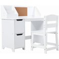 thumbnail image 5 of Twister.CK Study Desk and Chair Set, Learning Desk for Kids, with Bookshelf, Bulletin Board, Cabinets, for Children Ages 3-8, White, 5 of 5