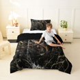 thumbnail image 2 of Feelyou American Flag Pike Fish Twin Comforter Sets for Men Women Kids, Forest Wildlife Bedding Set, Black Brown, Black Reversible, 2-Piece, 2 of 6