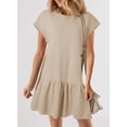 thumbnail image 2 of Vestido BLENCOT para mujer, casual, de verano, cuello redondo, color avena, 2 of 2