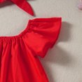 thumbnail image 4 of Odeerbi Girls Dress Baby Girls Clothes Toddler Summer Flying Sleeve Top Bow Denim Skirt Headband Three-piece Set Red, 4 of 9