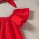 thumbnail image 4 of Vestido Para Niñas, Ropa Para Niñas Pequeñas, Verano, Manga Voladora, Lazo, Falda Vaquera, Diadema, Conjunto De Tres Piezas Rojo Odeerbi  LM103-5965, 4 of 9
