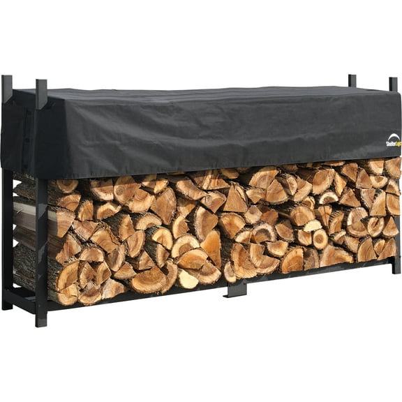 ShelterLogic Black Ultra Duty Firewood Rack With Cover