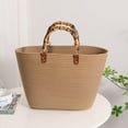 thumbnail image 2 of Kukuzhu Summer Beach Bag for Women Bamboo Handle Handbag Purse Soft Woven Tote Bag Handmade Beach Purse for Vacation, 2 of 5