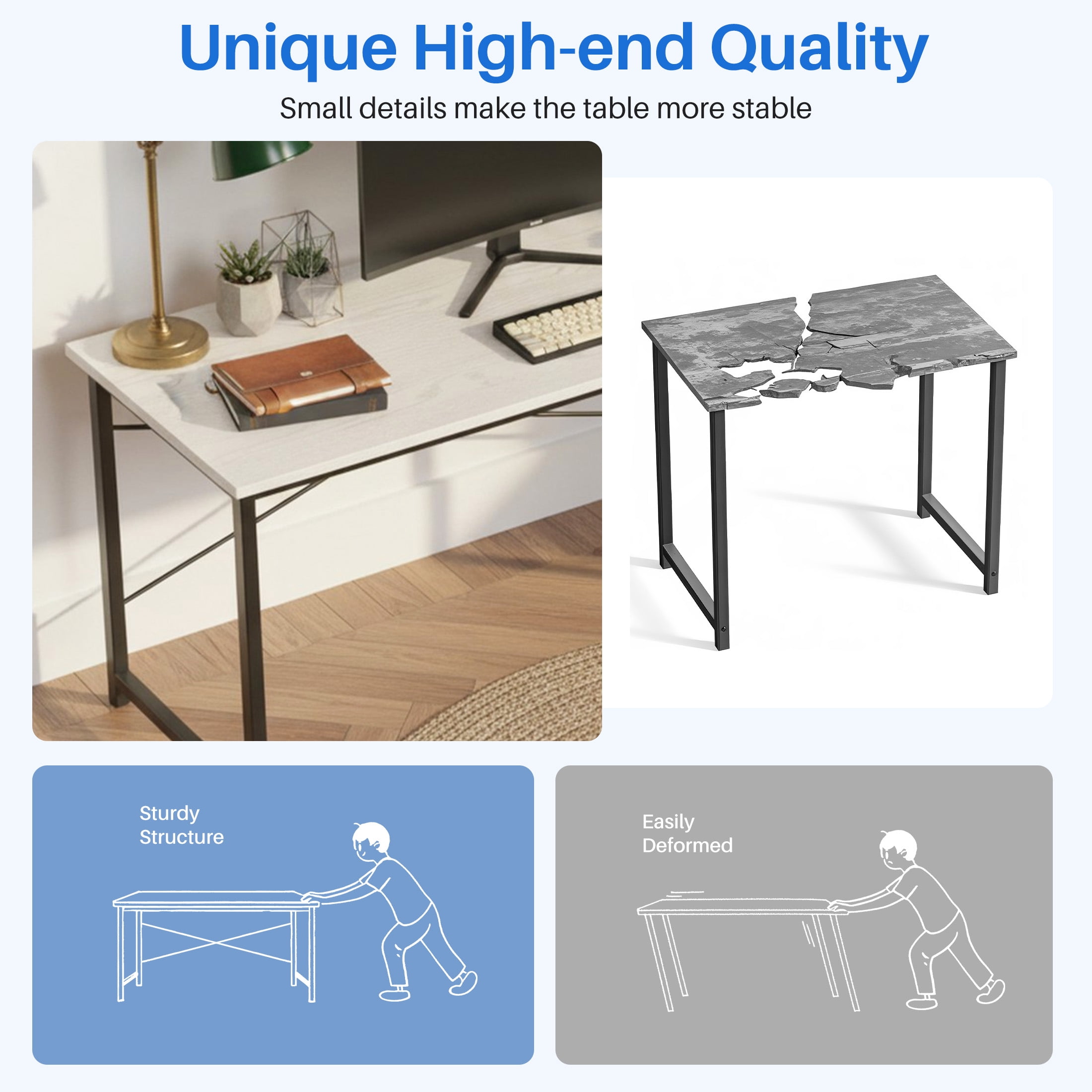 CONCETTA 47in Computer Office Desk, Writing Table for Small Spaces, Modern Style Home Office Desk, White