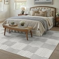 thumbnail image 2 of BERTHMEER 6'x9' Area Rugs for Living Room Bedroom Office Dining Room Farmhouse Geometric Modern Checkered Contemporary Rugs Non Slip Washable Rugs Carpets,Gray, 2 of 6