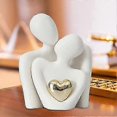 thumbnail image 2 of Ceramic Couple Hug Figurine with Golden Love Heart Men Women Embrace Statue Sculpture Living Room Bedroom Desktop Decoration, 2 of 4