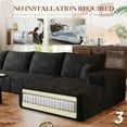 thumbnail image 5 of Muumblus 135" Cloud Sectional Sofa with Left Chaise, Cozy L-Shaped Modular Sofa, Plush Corduroy Sleeper Bed Couch, No Assembly Required, Black, 5 of 9