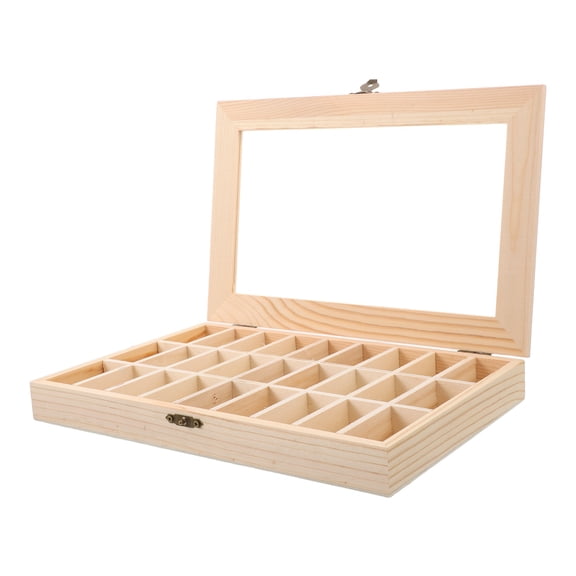 LOLIPPYY Wooden Rock Organizer Display Case with Clear Cover for Professional Geological Use