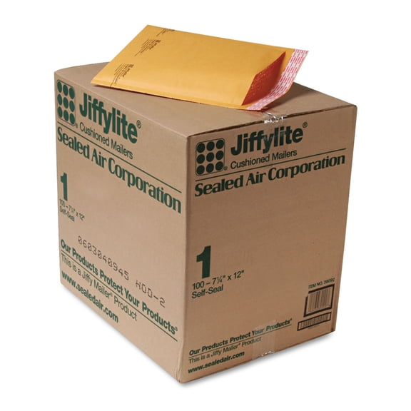 Sealed Air Jiffylite Self-Seal Mailer, Side Seam, Golden Brown