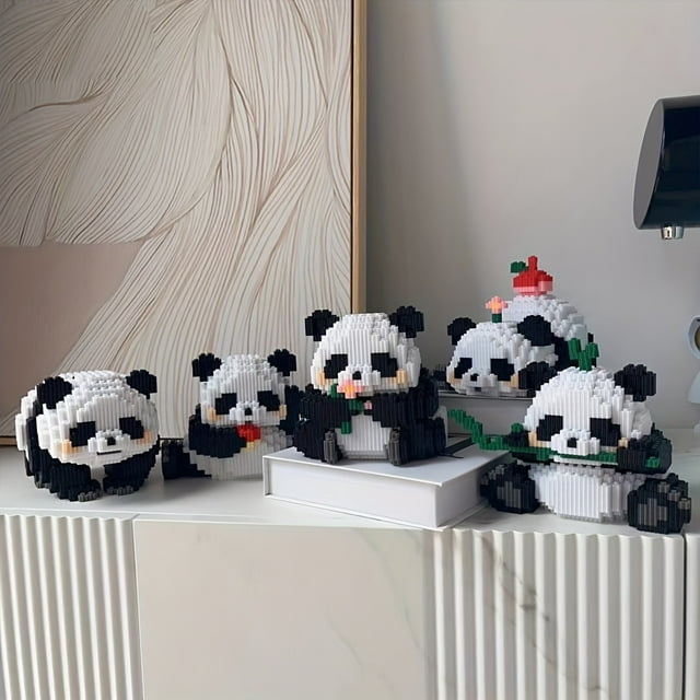 A Box Of Five Panda Building Blocks, 3D Puzzle, Small Building Blocks, Holiday Gifts, Classroom Rewards, Birthday Gifts, Gifts For Friends