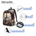thumbnail image 4 of Naloa Flower Cat Couple Canvas Backpack for Men Women Rucksack Casual Travel Daypack College Tote Satchel Bookbag for Teens-Small, 4 of 7