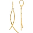 thumbnail image 1 of 14K Yellow Gold Polished Diamond Cut Fancy Dangle Leverback Earrings (69.3 X 10) Made In Italy tf2167, 1 of 5