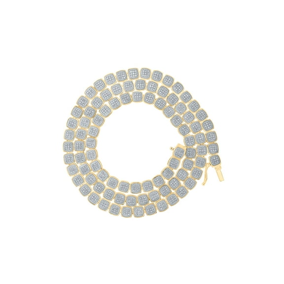 10kt Yellow Gold Mens Round Diamond Link Chain Necklace 2-1/4 Cttw