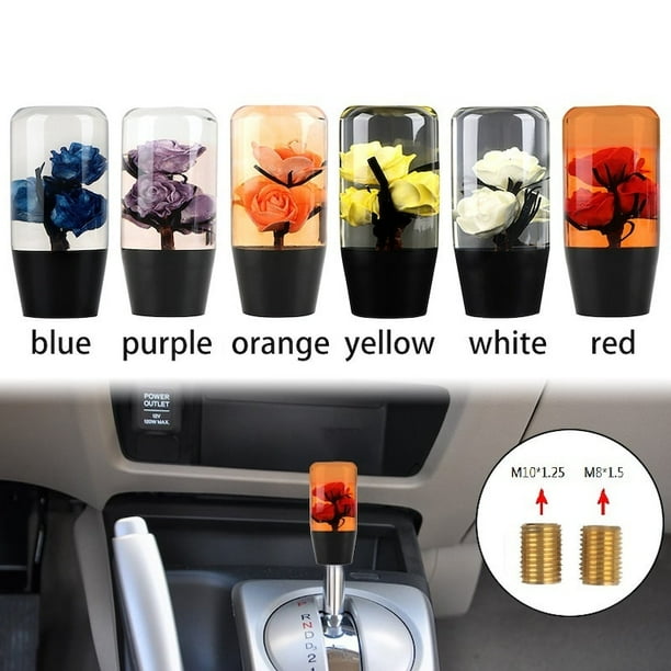 10cm JDM Clear Real Flowers Manual Gear Stick Shift Knob Lever Shifter