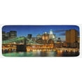 thumbnail image 1 of City Kitchen Mat, New York at Night with Brooklyn Bridge Skyscrapers Famous Metropolis Manhattan USA, Plush Decorative Kitchen Mat with Non Slip Backing, 47" X 19", Multicolor, by Ambesonne, 1 of 1