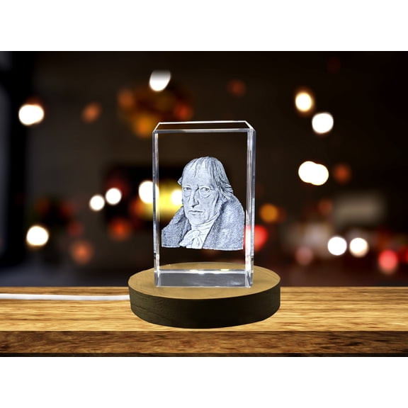 Unique Georg Hegel 3D Engraved Crystal Portrait Gift for Admirers of German Idealism