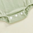 thumbnail image 5 of Hessimy Newborn Baby Boy Summer Outfit Bow Smocked Bubble Romper Doll Collar Plaid Bodysuit Fly Sleeve Jumpsuit Clothes,Trendy(Light Green,3-6 Months), 5 of 6