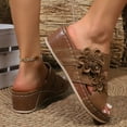 thumbnail image 6 of Womens Sandals Beach, Xunlbb Women's Fashion Casual Summer New Style Solid Color One-Line Flower Outer Wear Beach Sandals Wedge Heel Thick Bottom Slippers(Brown,Size:38), 6 of 9