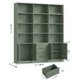 thumbnail image 6 of Hiphuta 71" Tall Triple Row 4-Tier Bookcase with 12 Open Cubes, 59" Wide Extra Large Display Bookshelf with 4 Doors and 2 Drawers, for Office Living Room, Green, 6 of 9