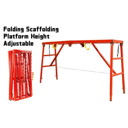 Height Adjustable Scaffolding Platform, 770LBS Folding Work Platform 29.5-46 Inch with Non-Slip Surface and Carrying Strap for Painting Ceiling Access Renovation