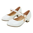 thumbnail image 5 of Quealent Girls Mary Jane Dress Shoes Low Heel Glitter Patent Bow Kids Party Wedding Flower Girl School Shoes(Toddler/Little/Big Kid) White for Size 1.5, 5 of 9