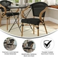 thumbnail image 4 of Merrick Lane Stacking Thonet French Bistro Style Chair with Arms, Black Textilene Seat, and Bamboo Finished Metal Frame for Indoor/Outdoor Use, 4 of 15