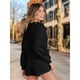thumbnail image 5 of Conjuntos de Dos Piezas para Mujer, Otoño 2025, con Mangas Murciélago Extragrandes, Top y Pantalones Cortos Informales, Chándal. Negro L, 5 of 10