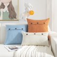 thumbnail image 5 of Juego de 2 Fundas de Cojines de Lino Blanco de 30x50 cm con Botones Decorativos Funda de Almohada de Tela de Lino Cuadrada Decoración Decorativa para Sala de Estar Sofá Dormitorio Hogar, 5 of 5