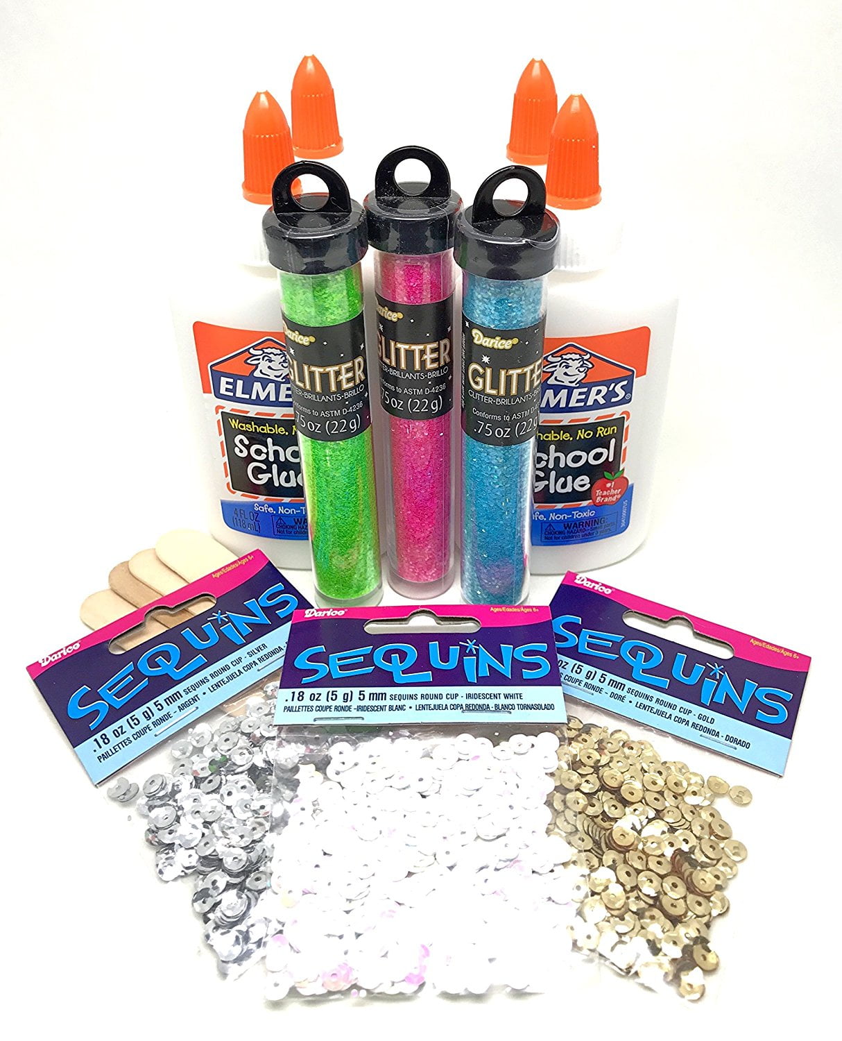 4 pack White Glue Slime Essentials Neon Trio Pink Blue Green White