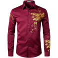 thumbnail image 1 of Featured - Men's Fashion Rose Floral Print Slim Fit Long Sleeve Button Party Formal Shirt, 1 of 2
