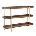 thumbnail image 3 of Martha Stewart Emmett 3 Shelf 35"H Storage Display Unit Bookcase with Polished Brass Metal Frame in Walnut Wood Grain Finish, 3 of 14
