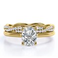 thumbnail image 1 of JeenMata Juego de 4 Puntas - Forma Ovalada de 1,75 Quilates - Juego de Boda con Caña Retorcida Pavé - Baño de Oro Amarillo de 18 K sobre Plata (Personaliza la Banda de Tu Anillo de Bodas), 1 of 6