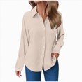 thumbnail image 4 of Godom Button Down Shirts for Women Fall Winter Long Sleeve Linen Shirts Casual V Neck Loose Cardigan with Pocket, 4 of 7