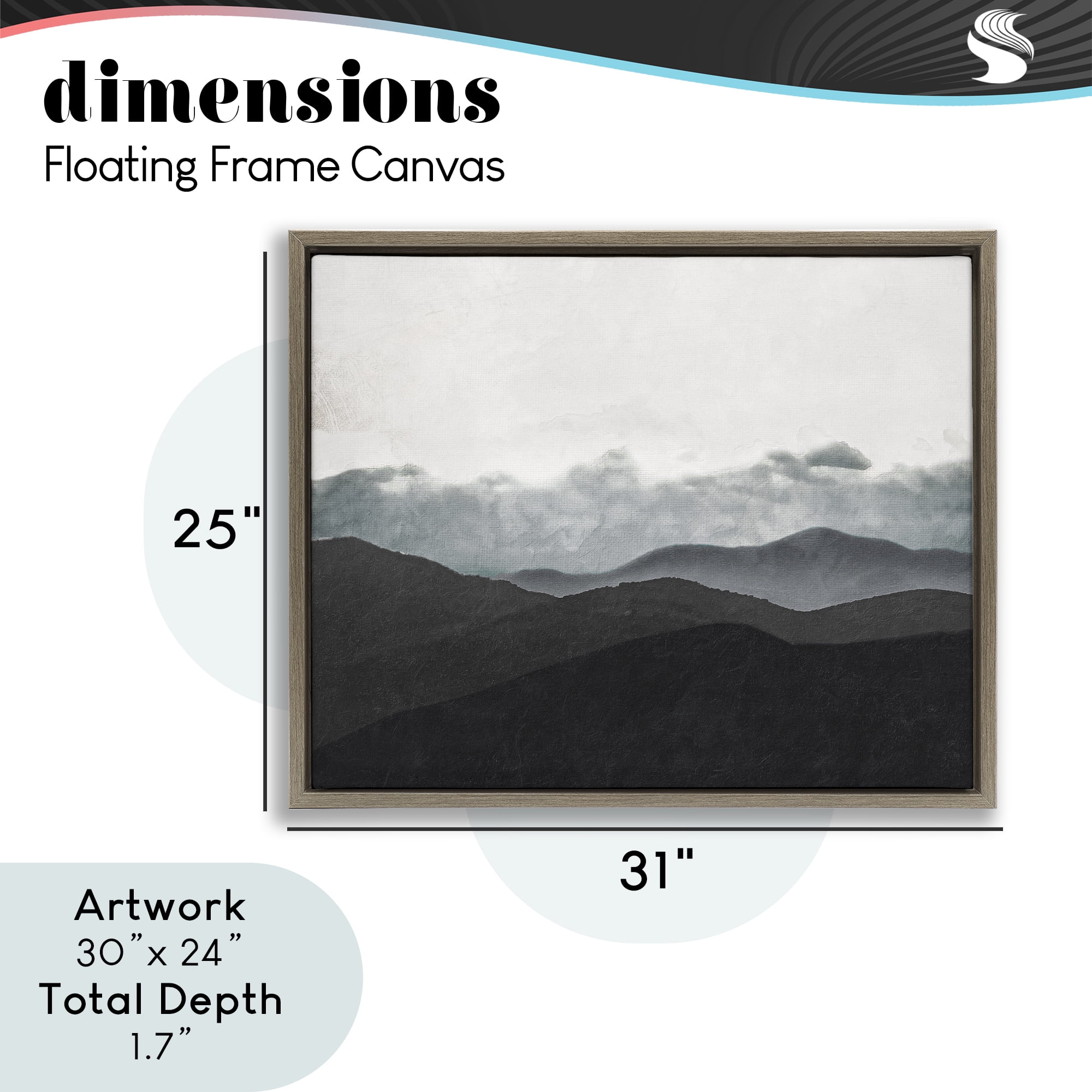 Stupell Industries Layered Foggy Hills Brown Framed Floater Canvas Wall Art, design by Elizabeth Medley