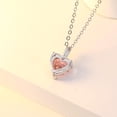 thumbnail image 3 of Uloveido Platinum Plated Pink Crystal Heart Pendant Necklace Cubic Zirconia Birthstone Necklaces for Women Teens Y1066, 3 of 8
