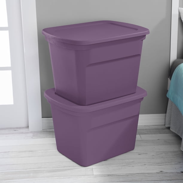 VANSON TJ パープル×グレーUSA40サイズ Sterilite 17318V08 Lidded Stackable 18 Gal Storage Tote Container