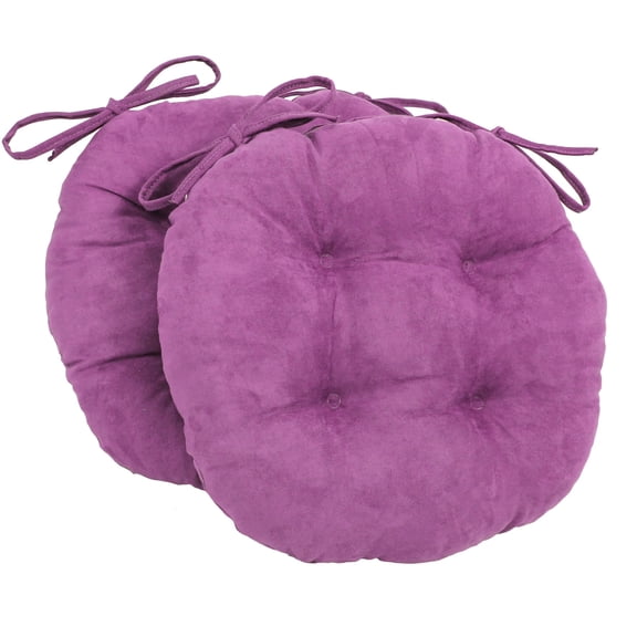Blazing Needles 16-inch Microsuede Round Chair Cushion, 16" x 16", Ultra Violet 2 Count