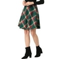 thumbnail image 5 of INSPIRE CHIC Women's Skirt Elastic Waist Knee Length Worsted A Line Skirt L Green Red, 5 of 7