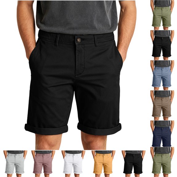 Chiccall Mens Casual Work Shorts Classic Summer Outdoor Comfy Hiking Travel Shorts with Pockets