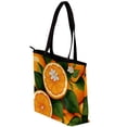 thumbnail image 3 of Tangerine Canvas Leather Mix Tote Bag with Twill, Sponge, and Jeanette Material, 30x10.5x39cm - Handheld Fashion Shoulder Purse for Women, 3 of 5