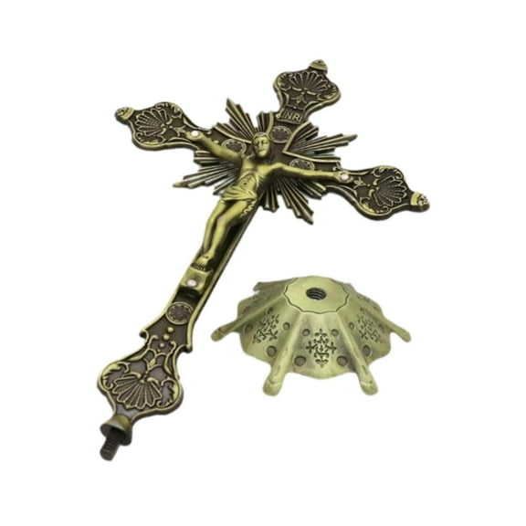 deevoka Crucifix with Stand Figurine Jesus on The Cross Statue for Chapel Table Home