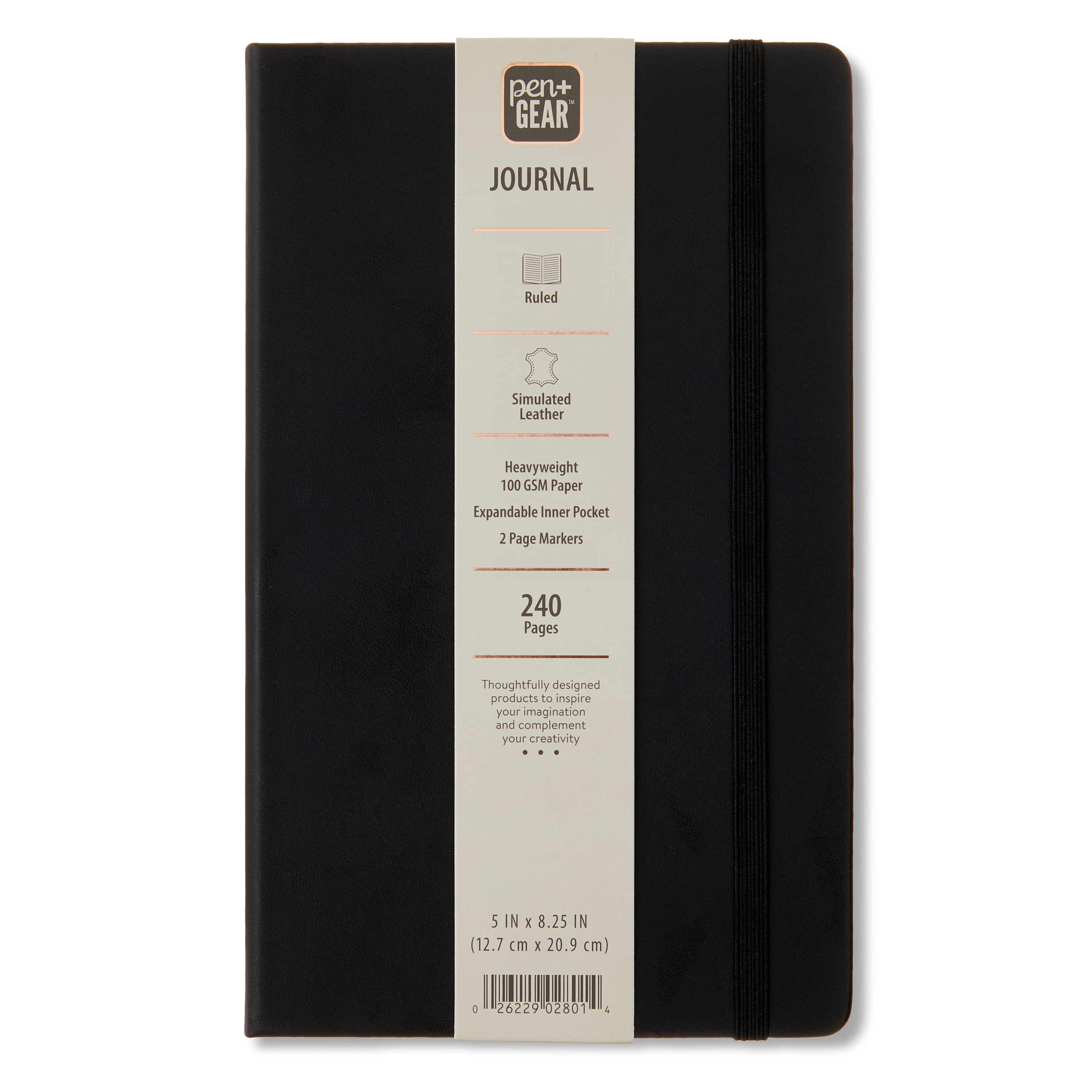 (2 pack) Pen+Gear Simulated Leather Journal, Black, 5" x 8.25", 240 Ruled Pages