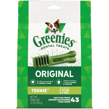 GREENIES Original Teenie Natural Dry Dental Treats for Dogs - 12 Oz Pack (43 Treats) | Plaque & Tartar Control Chews for Small Dogs