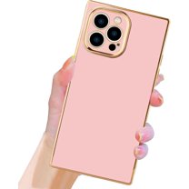 Case for iPhone 13 Pro Max Case Cute Plating Gold Case for Women Girls Soft TPU Shockproof Raised Full Camera Protection Electroplate Bumper Cover for iPhone 13 Pro Max-Pink