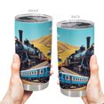 thumbnail image 1 of Taza de café Travel Tumbler Oasisdream de 600 ml con estampado de trenes, 1 of 6